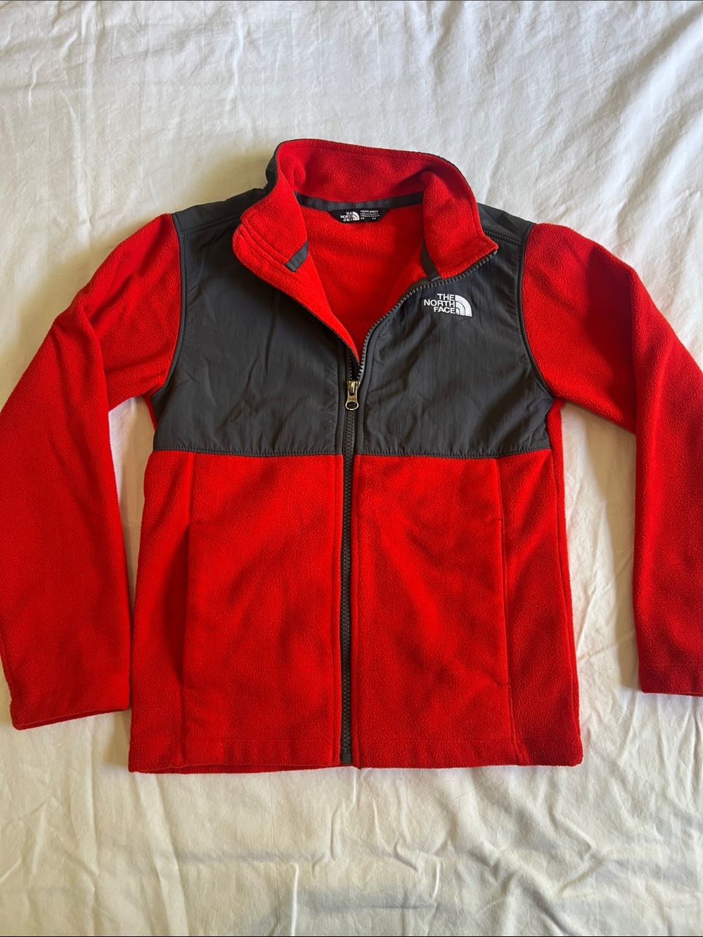 The North Face Kids Red/Orange Full-Zip Fleece Jacket - size 7/8 small